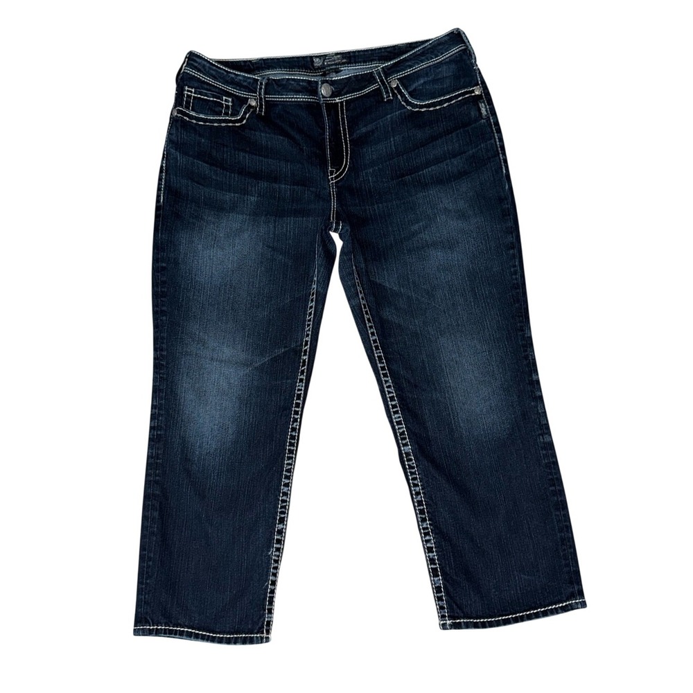 SILVER Jeans Co. Suki Dark Wash Capri Jeans Contrast Stitch | Women's Sz 20